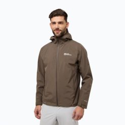 Kurtka przeciwdeszczowa męska Jack Wolfskin Prelight 2L Ins. Brązowe kurtki przeciwdeszczowe Jack Wolfskin, l, bez wzorów, bez kaptura. Za 879.99 zł.