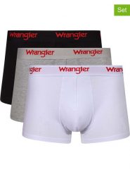 Wrangler Bokserki (3 pary) "Tasker" w kolorze czarnym, białym i jasnoszarym rozmiar: M. Białe bokserki Wrangler, m, bez wzorów. Za 56.93 zł.