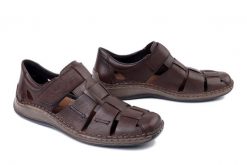 RIEKER 05281-25 brown, półbuty męskie. Brązowe eleganckie półbuty Rieker, bez wzorów, bez obcasa, bez zapięcia. Za 369.90 zł.