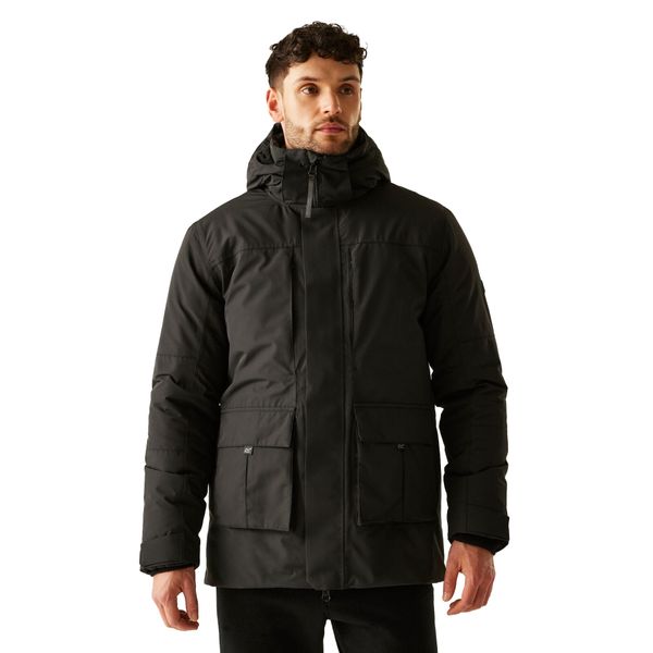 Męska Wodoodporna Kurtka Ocieplana Marron. Czarne kurtki Regatta, m, z aplikacjami, z materiału, z kapturem. Za 272.99 zł.