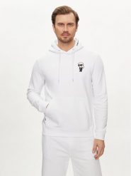 KARL LAGERFELD Bluza 705031 542900 Biały Regular Fit. Białe bluzy KARL LAGERFELD, m, bez wzorów, z bawełny, bez kaptura. Za 569.99 zł.