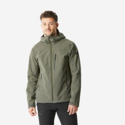 Kurtka Softshell trekkingowa męska Forclaz MT500. Brązowe kurtki FORCLAZ, m, bez wzorów, z polaru, bez kaptura. Za 249.99 zł.