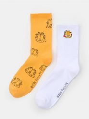 Prążkowane skarpetki 2 pack Garfield - wielobarwny. Skarpety Sinsay, bez wzorów, prążkowane. Za 15.99 zł.