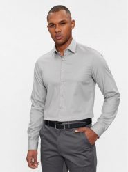 Calvin Klein Koszula K10K108426 Szary Slim Fit. Szare koszule CALVIN KLEIN, m, bez wzorów, z bawełny, bez kołnierzyka, bez ramiączek. Za 139.99 zł.