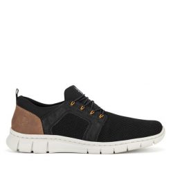 Półbuty Rieker. Niebieskie eleganckie półbuty Rieker, bez wzorów, bez obcasa, bez zapięcia. Za 369.99 zł.