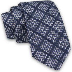 Granatowy Elegancki Męski Krawat w Kratkę -ALTIES- 7cm, Stylowy, Klasyczny. Niebieskie krawaty i muchy Alties, bez wzorów, z tkaniny. Za 49.00 zł.