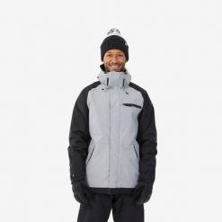 Kurtka snowboardowa męska Dreamscape SNB 100. Szare kurtki narciarskie i snowboardowe DREAMSCAPE, m, bez wzorów, z materiału, narciarskie. Za 249.99 zł.