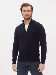Tommy Hilfiger Kardigan MW0MW28050 Granatowy Regular Fit. Niebieskie swetry rozpinane Tommy Hilfiger, l, bez wzorów, z bawełny, bez kołnierzyka, bez ramiączek. Za 599.99 zł.
