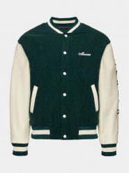Mercer Amsterdam Kurtka bomber The Varsity MEAP233001 Zielony Regular Fit. Zielone kurtki Mercer Amsterdam, m, bez wzorów, z wełny, bez kaptura. Za 1,209.00 zł.