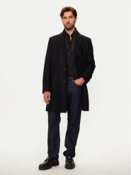 Hugo Płaszcz przejściowy Milogan2441 50528836 Czarny Regular Fit. Czarne płaszcze Hugo, m, bez wzorów, z wełny, bez kaptura. Za 1,239.00 zł.