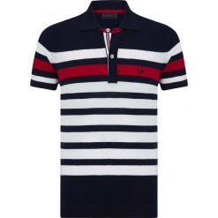 Koszulka polo "Rare" w kolorze biało-czerwono-granatowym. Niebieskie koszulki polo sportowe marki Sir Raymond Taylor, bez wzorów, z bawełny, bez kołnierzyka, bez ramiączek. W wyprzedaży za 150.95 zł.