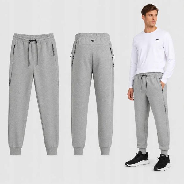 SPODNIE MĘSKIE SPORTOWE 4F JOGGERY DRESOWE SZARE. Szare joggery i bojówki 4F, m, bez wzorów, z dresówki, sportowe. Za 159.99 zł.