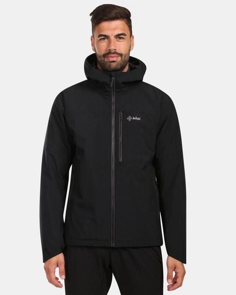 Kurtka outdoor Kilpi Olvera-M męska czarna. Czarne kurtki Kilpi, na jesień, l, bez wzorów, z materiału, z kapturem. Za 497.00 zł.
