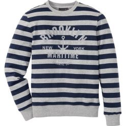 Bluza dresowa Slim Fit bonprix jasnoszary melanż-ciemnoniebieski w paski. Bluzy marki House. Za 49.99 zł.