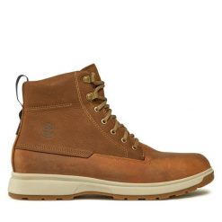 Trzewiki Timberland. Brązowe botki sznurowane Timberland, bez wzorów, bez obcasa, bez zapięcia. Za 849.99 zł.
