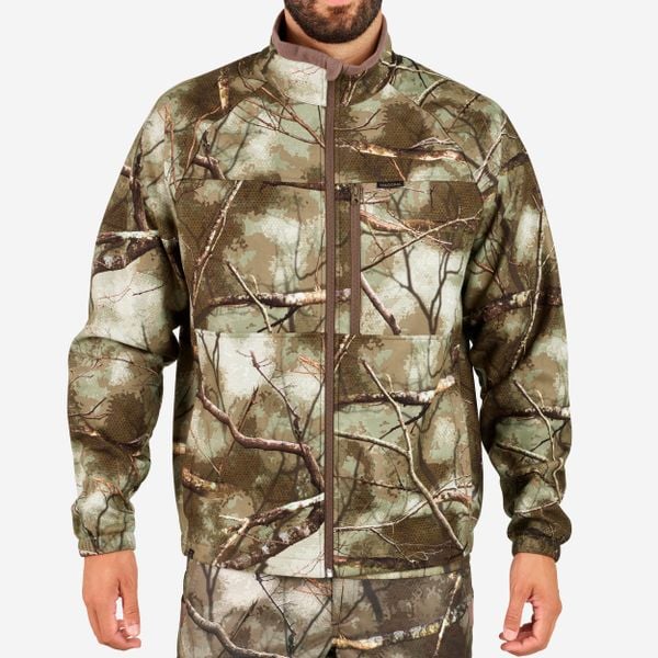 Polar myśliwski Solognac 500 treemetic. Brązowe bluzy z polaru SOLOGNAC, l, bez wzorów, z materiału, bez kaptura. Za 149.99 zł.