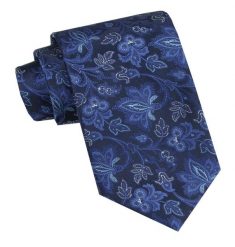 Klasyczny, Męski Krawat - Szeroki - Chattier - Granat, Niebieski Wzór Kwiatowy. Niebieskie krawaty i muchy Chattier, bez wzorów, z tkaniny. Za 49.00 zł.