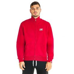 Bluza z bawełna z zamek błyskawiczny na czas wolny. Czerwone bluzy LEONE 1947 APPAREL, bez wzorów, z bawełny, bez kaptura. W wyprzedaży za 149.08 zł.