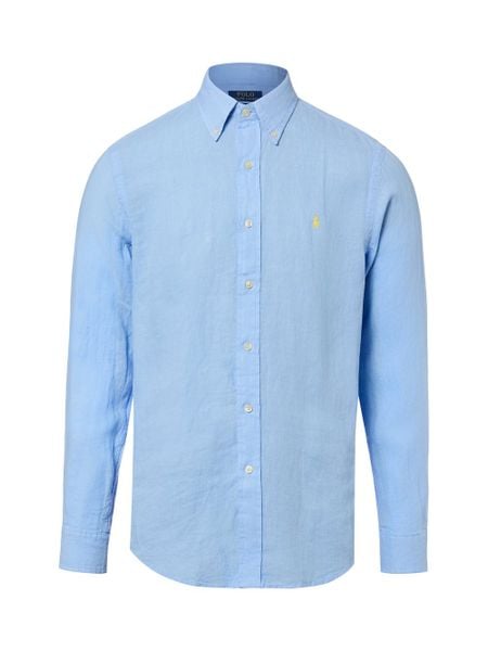 Polo Ralph Lauren koszula lniana Mężczyźni Regular Fit len niebieski, S. Niebieskie koszule Polo Ralph Lauren, m, bez wzorów, ze lnu, bez kołnierzyka, bez ramiączek. Za 599.95 zł.