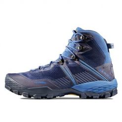 Buty trekkingowe męskie Mammut Ducan Ii High Gtx. Niebieskie buty turystyczne Mammut, bez wzorów, z materiału, za kostkę, bez zapięcia, trekkingowe. Za 839.99 zł.