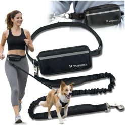 Pas biodrowy do biegania z psem smycz elastyczna saszetka hands free. Czarne torby na ramię Wozinsky, bez wzorów, bez dodatków. Za 49.99 zł.