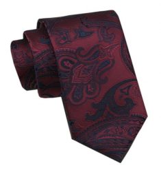 Elegancki Krawat Męski - Alties - Kolor Wina, Duży Wzór. Czerwone krawaty i muchy Alties, bez wzorów, z tkaniny. Za 49.00 zł.