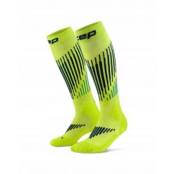Długie skarpety kompresyjne dla mężczyzn z wełną Merino Core Run CEP. Niebieskie skarpetki sportowe CEP, bez wzorów, z elastanu. Za 199.00 zł.