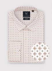 PAKO LORENTE – Biała koszula w mikrowzór. Białe koszule Pako Lorente, l, bez wzorów, z bawełny, bez kołnierzyka, bez ramiączek. Za 89.99 zł.