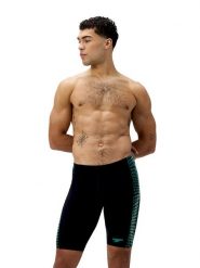 Speedo Szorty kąpielowe "Jammer S End+" w kolorze czarno-zielonym rozmiar: 8. Czarne kąpielówki Speedo, s, bez wzorów, z materiału. Za 104.89 zł.
