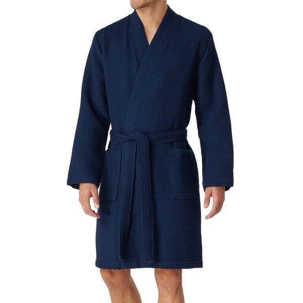 Szlafrok Waffel Piqué - Organic Cotton. Niebieskie szlafroki Schiesser, s, bez wzorów, z bawełny, bez ramiączek, bez kaptura. Za 295.00 zł.