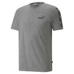 Męska koszulka Essentials+ Tape PUMA Medium Gray Heather. Szare t-shirty sportowe Puma, bez wzorów, bez ramiączek, na jogę i pilates. Za 80.99 zł.