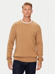 Tommy Hilfiger Sweter MW0MW33132 Beżowy Regular Fit. Brązowe swetry rozpinane Tommy Hilfiger, m, bez wzorów, z bawełny, bez kołnierzyka, bez ramiączek. Za 339.99 zł.