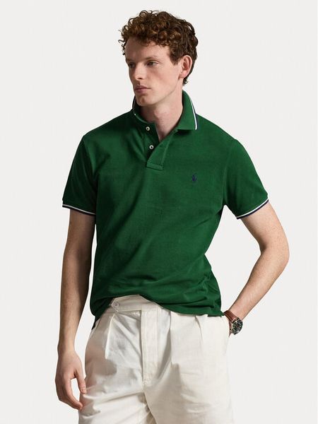 Polo Ralph Lauren Polo 710842621504 Zielony Regular Fit. Zielone koszulki polo Polo Ralph Lauren, m, bez wzorów, z bawełny, bez kołnierzyka, bez ramiączek. Za 599.99 zł.