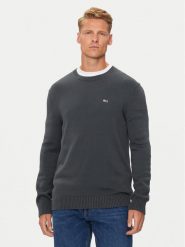 Tommy Jeans Sweter Essential DM0DM18370 Szary Slim Fit. Szare swetry rozpinane Tommy Jeans, m, bez wzorów, z bawełny, bez kołnierzyka, bez ramiączek. Za 229.99 zł.