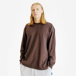 Koszulka długi rękaw męska Elementals. Brązowe bluzy Decathlon, m, bez wzorów, z materiału, bez kaptura. Za 109.99 zł.