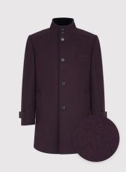 PAKO LORENTE – Wełniany płaszcz męski w kolorze bordowym. Czerwone płaszcze Pako Lorente, m, bez wzorów, z poliamidu, bez kaptura. Za 999.99 zł.