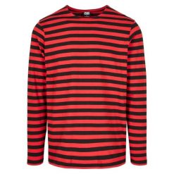 T-shirt Męski W Paski Standardowy Z Długim Rękawem. Brązowe bluzki z długim rękawem Urban Classics, m, bez wzorów, bez kołnierzyka, bez ramiączek. Za 84.99 zł.