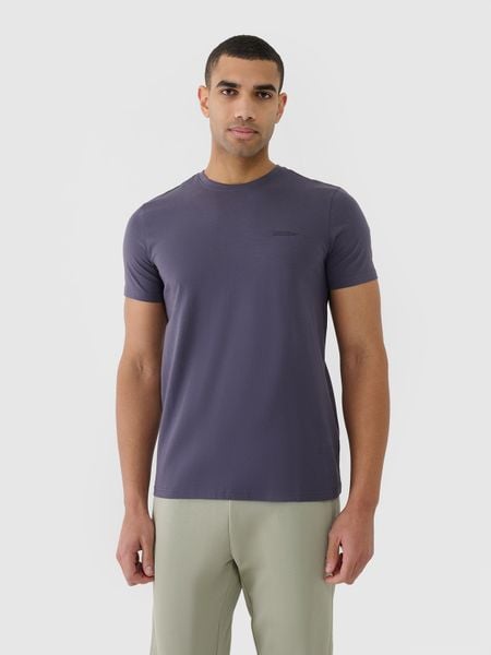 4F T-shirt regular gładki męski - szary S. Szare t-shirty 4F, m, bez wzorów, z bawełny, bez kołnierzyka, bez ramiączek. W wyprzedaży za 49.99 zł.