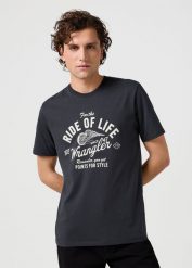 MESKA KOSZULKA WRANGLER AMERICANA TEE FADED BLACK 112362790. Czarne t-shirty Wrangler, xl, bez wzorów, bez kołnierzyka, bez ramiączek. Za 79.99 zł.