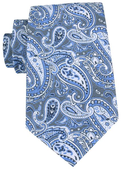 Męski Krawat - Chattier - Odcienie Błękitu, Wzór Paisley. Niebieskie krawaty i muchy Chattier, bez wzorów, z tkaniny. Za 55.00 zł.