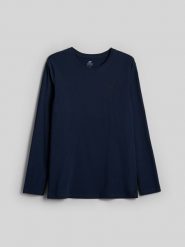 4F Longsleeve slim gładki męski - granatowy M. Niebieskie bluzki z długim rękawem 4F, m, bez wzorów, z bawełny, bez kołnierzyka, bez ramiączek. Za 69.99 zł.
