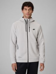 4F Bluza treningowa regular ze strukturalnej dzianiny męska - kremowa XXL. Białe bluzy z kapturem 4F, l, bez wzorów, z dzianiny, z kapturem. Za 249.99 zł.