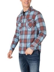 Timezone Koszula - Regular fit - w kolorze czerwono-błękitnym rozmiar: 3XL. Czerwone koszule Timezone, xl, bez wzorów, z bawełny, bez kołnierzyka, bez ramiączek. Za 117.99 zł.