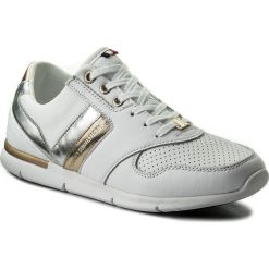 Sneakersy TOMMY HILFIGER - Light Weight Leather Sneaker FW0FW02805 White 100. Białe buty sportowe casual marki Tommy Hilfiger, z materiału. W wyprzedaży za 279.00 zł.