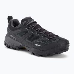 Buty trekkingowe męskie Mammut Ducan Low GTX. Czarne buty turystyczne Mammut, bez wzorów, z gore-texu, bez zapięcia, trekkingowe, gore-tex. Za 801.10 zł.