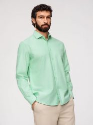 Bawełniana pastelowa koszula męska typu oxford – miętowa V4 - Rozmiar: XXL. Zielone koszule Ombre Clothing, m, bez wzorów, z bawełny, bez kołnierzyka, bez ramiączek. W wyprzedaży za 146.99 zł.