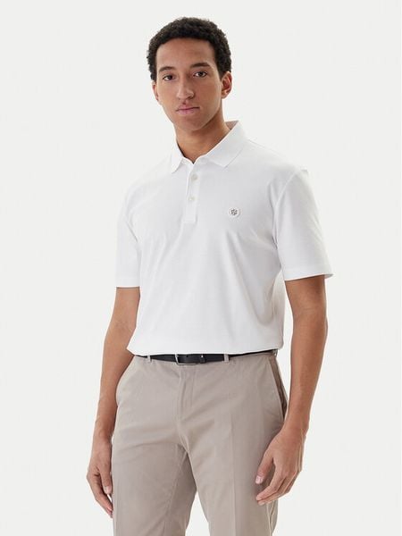 BOSS Polo Parris 50555829 Biały Regular Fit. Białe koszulki polo Boss, m, bez wzorów, z bawełny, bez kołnierzyka, bez ramiączek. Za 366.99 zł.