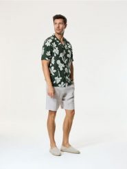 Lniana koszula regular fit - wielobarwny. Koszule Reserved, l, bez wzorów, bez kołnierzyka, bez ramiączek. Za 159.99 zł.
