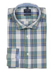OLYMP Koszula "Casual" - Regular fit - w kolorze zielono-błękitno-kremowym rozmiar: XL. Brązowe koszule Olymp, xl, bez wzorów, z bawełny, bez kołnierzyka, bez ramiączek. Za 121.95 zł.