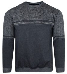 Bluza z Okrągłym Dekoltem, Granatowo-Szara bez Kaptura, Męska -BAGARDA. Niebieskie bluzy Bagarda, m, bez wzorów, z bawełny, bez kaptura. Za 155.00 zł.